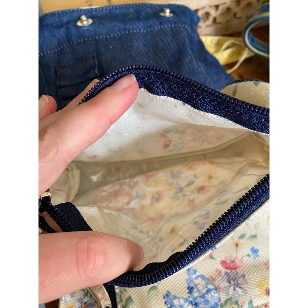 Longaberger Vintage 1990s Floral Tapestry Tri Fold Travel Organizer Cosmetic Bag